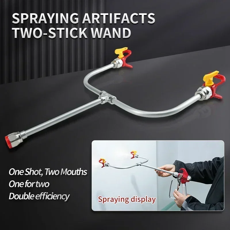 

Airless Paint Spray Gun Extension Pole Double Nozzle Head Painting for Sprayer