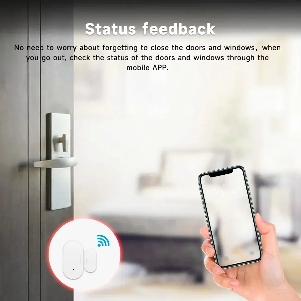 Tuya Zigbee Door Magnetic Sensor Window Opening Detector Wireless Smart Home Scene Linkage Alarm Security Smart Life APP Alexa
