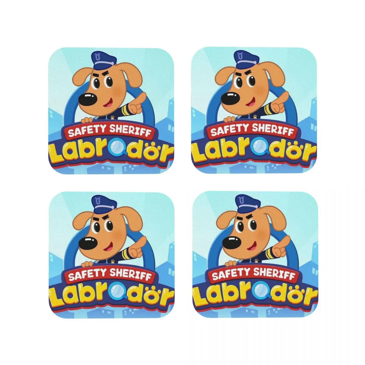 Sheriff Labrador Coasters Kitchen Placemats Waterproof Insulation Cup Coffee Mats For Decor Home Tableware Pads Set of 4