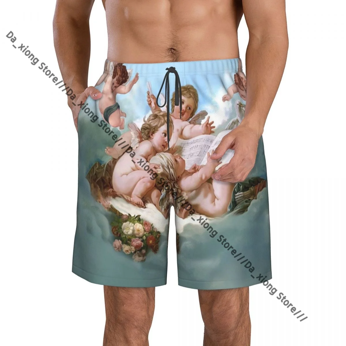 Men Beach Short Quick-drying Swimming Trunk Angel Swimwear Swimsuit Bathing Shorts