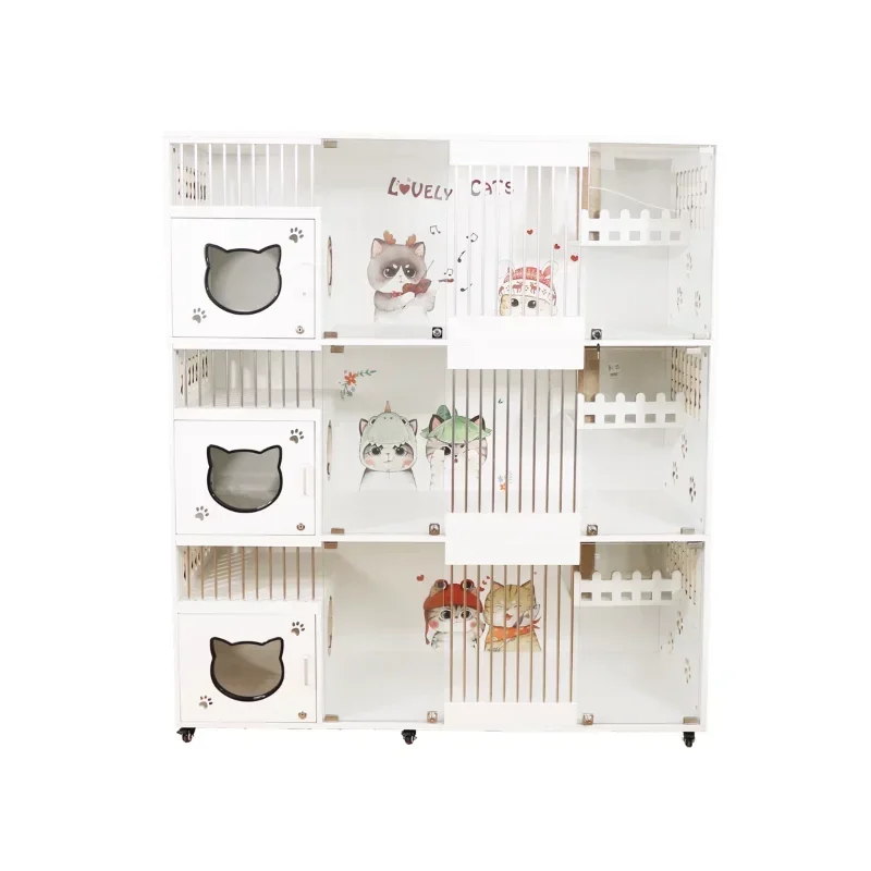 

Cage Three-Layer Cat Nest Cattery Cat Villa Cage Glass Cabinet Pet Room Display Cabinet