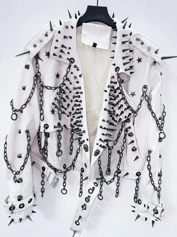 vintage Leather y2k Jacket Skull Jacket Punk Jacket gothic Leather