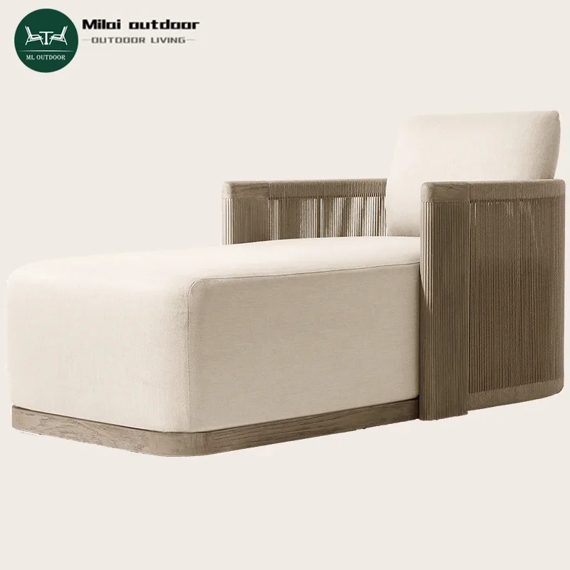 High Quality All-Weather Solid Wooden Outdoor Teak Sunbed Modern Patio Furniture for Garden Swimming Pool Leisure-Sun Lounger