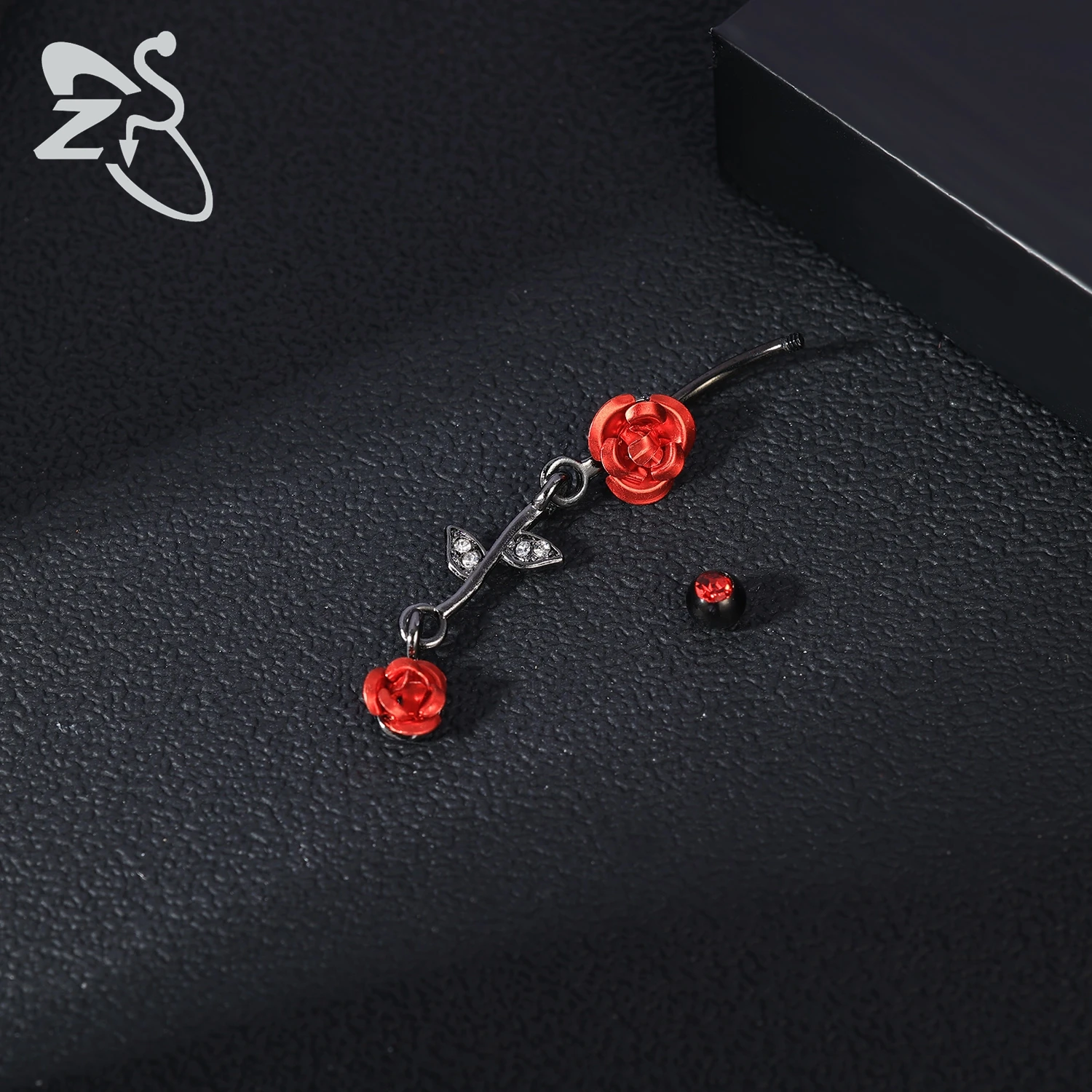 Black Stainless Steel Belly Button Ring, Gothic Skull