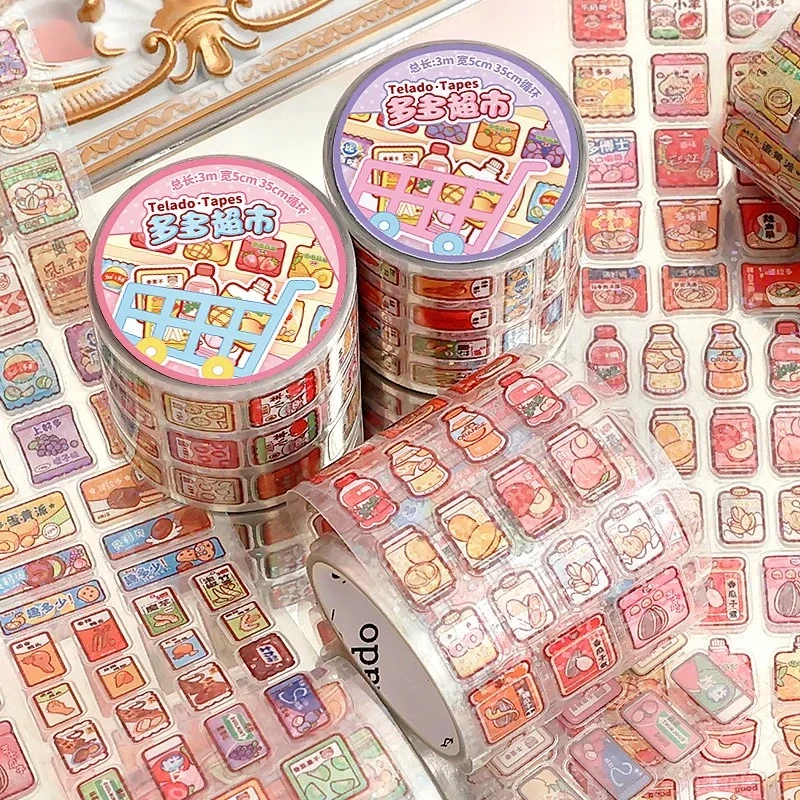 3M Graffiti Supermercato Alimenti Bere Verdure Nastro Simpatico cartone animato Adesivi decorativi creativi Ritorno a scuola