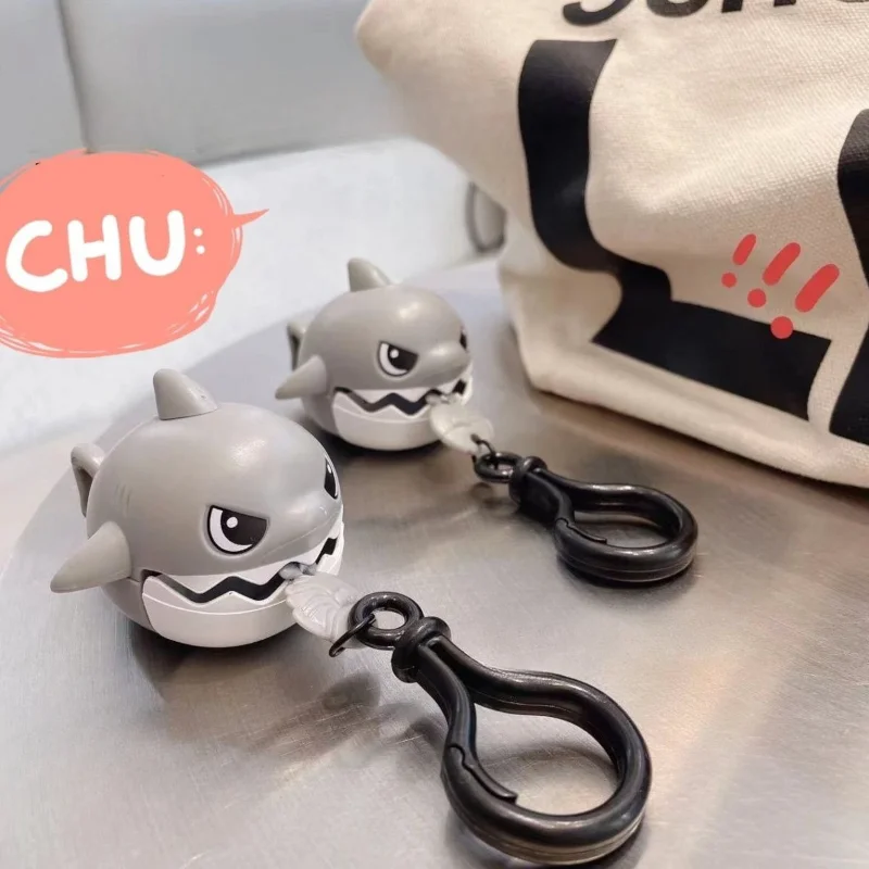 4 pçs novo dos desenhos animados puxar linha tubarão brinquedo de corda engraçado oscilação crianças toya chaveiro fidget colecionável criança crianças brinquedos coletar presente