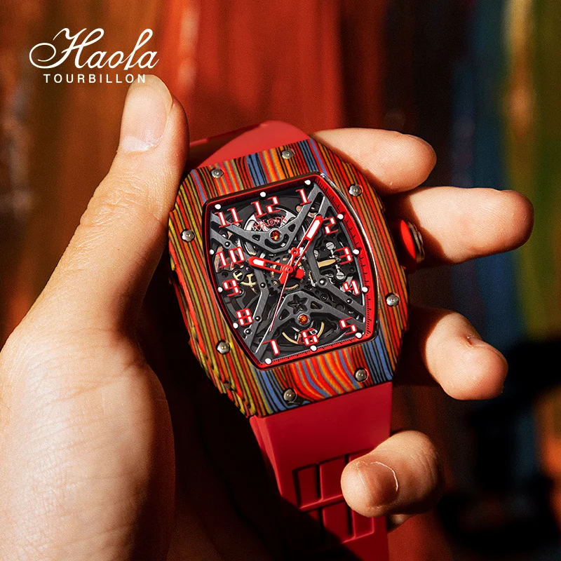 

Haofa Mechanical watch Man Carbon Fiber Hollow Skeleton Luminous Hardcore Synthetic Sapphire Automatic Movement Ergonomics 1975