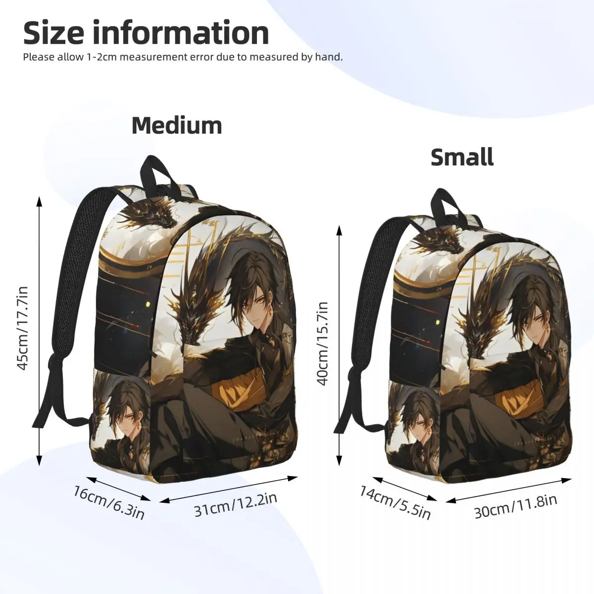 حقيبة ظهر Genshin Impact Zhongli الكلاسيكية مع جيب مدرسة الأعمال أنيمي لعبة الكرتون Daypack الرجال النساء حقائب الكمبيوتر المحمول من القماش