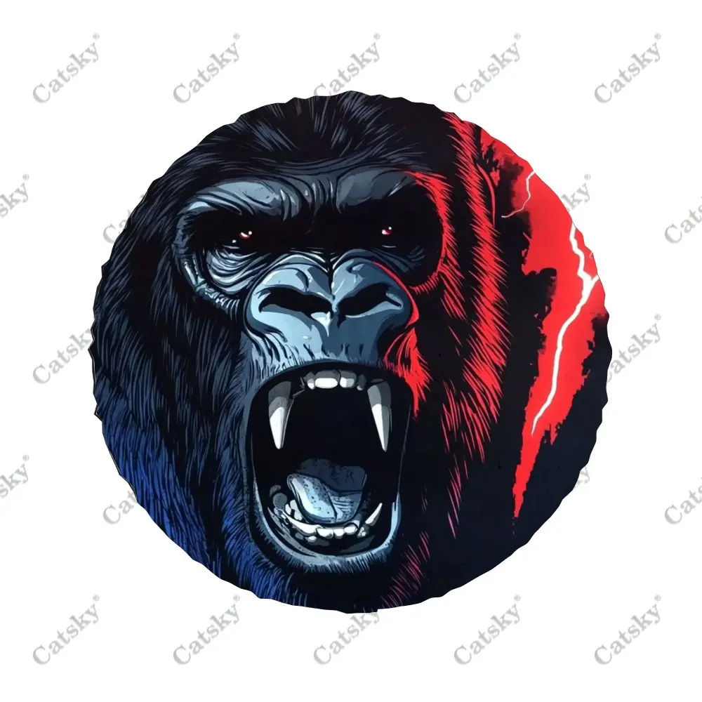 Gorilla with Mouth Open Print Universal Spare Tire Cover Auto Accessories Wheel Cover Protect for Trailer RV SUV Truck Camper