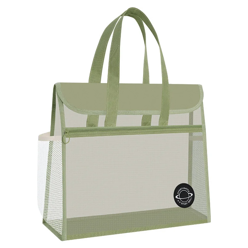 

Transparent Mesh Study Bag, Multi-layer File Pouch for Books