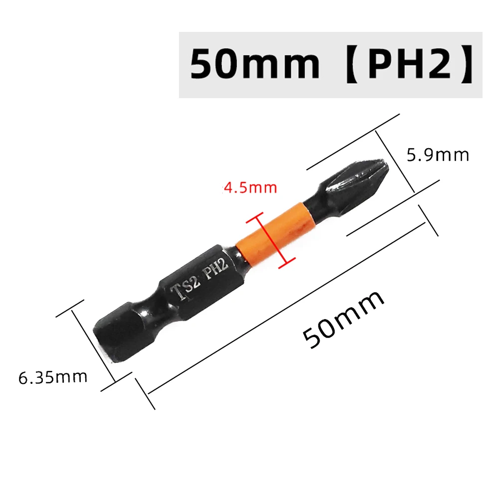 50mm Cross Screwdriver Head Strong Magnetic Anti Slip High Hardness Electric Screwdriver Tool Electric Drill Extended Hexagonal