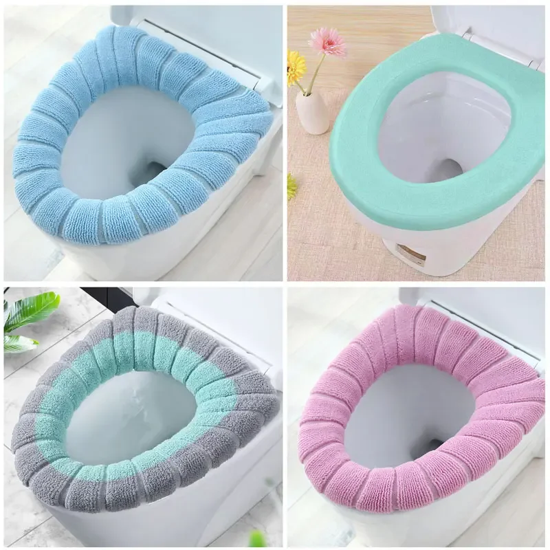 Winter Warm Toilet Seat Cover Waterpoof Soft Closestool Mat Bathroom Pad O-shape Toilet Seat Bidet Toilet Cover Accessories