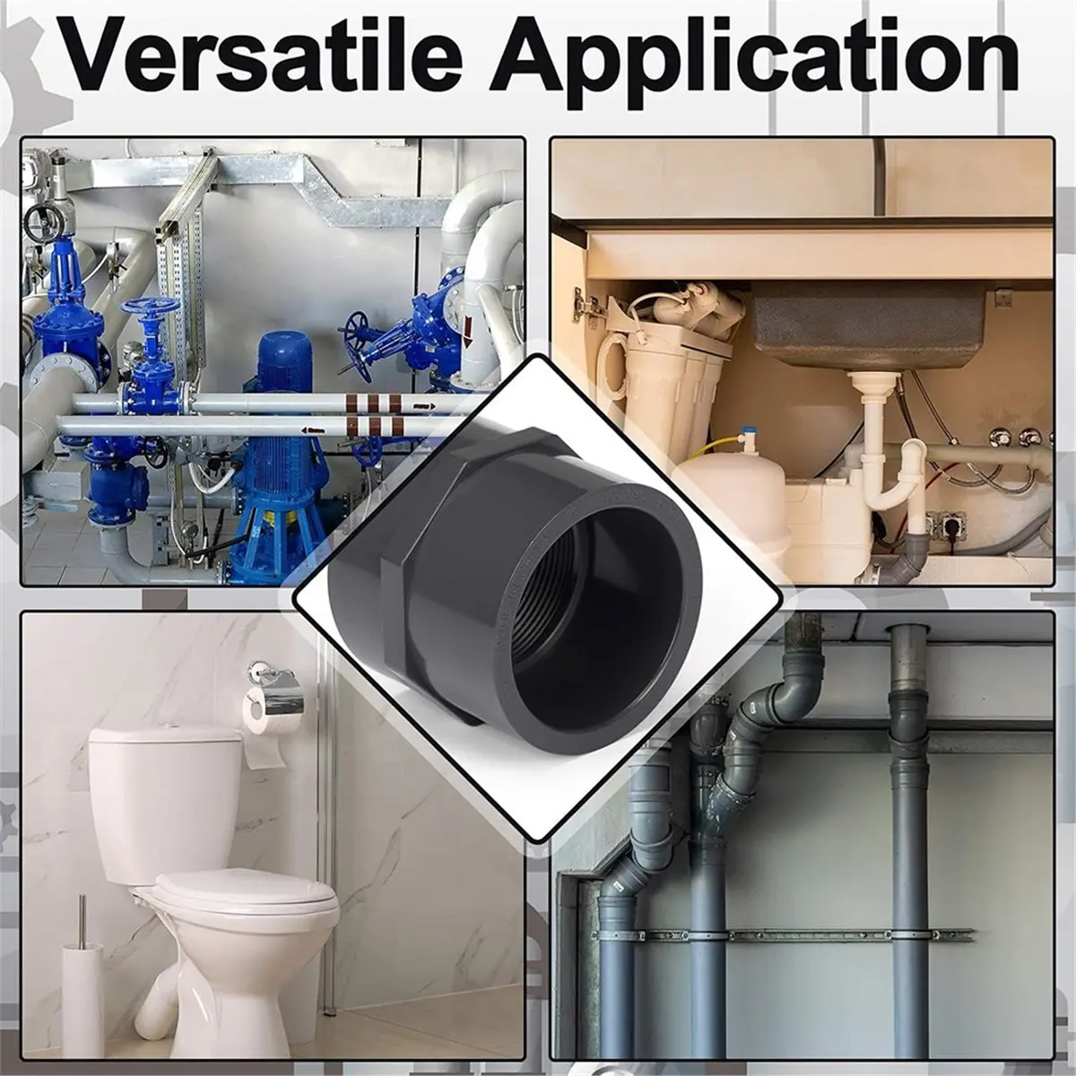 DT38 8 Pcs 2 Inch PVC Pipe Fitting Female Adapter PVC Industrial Grade Pipe Fittings Joints