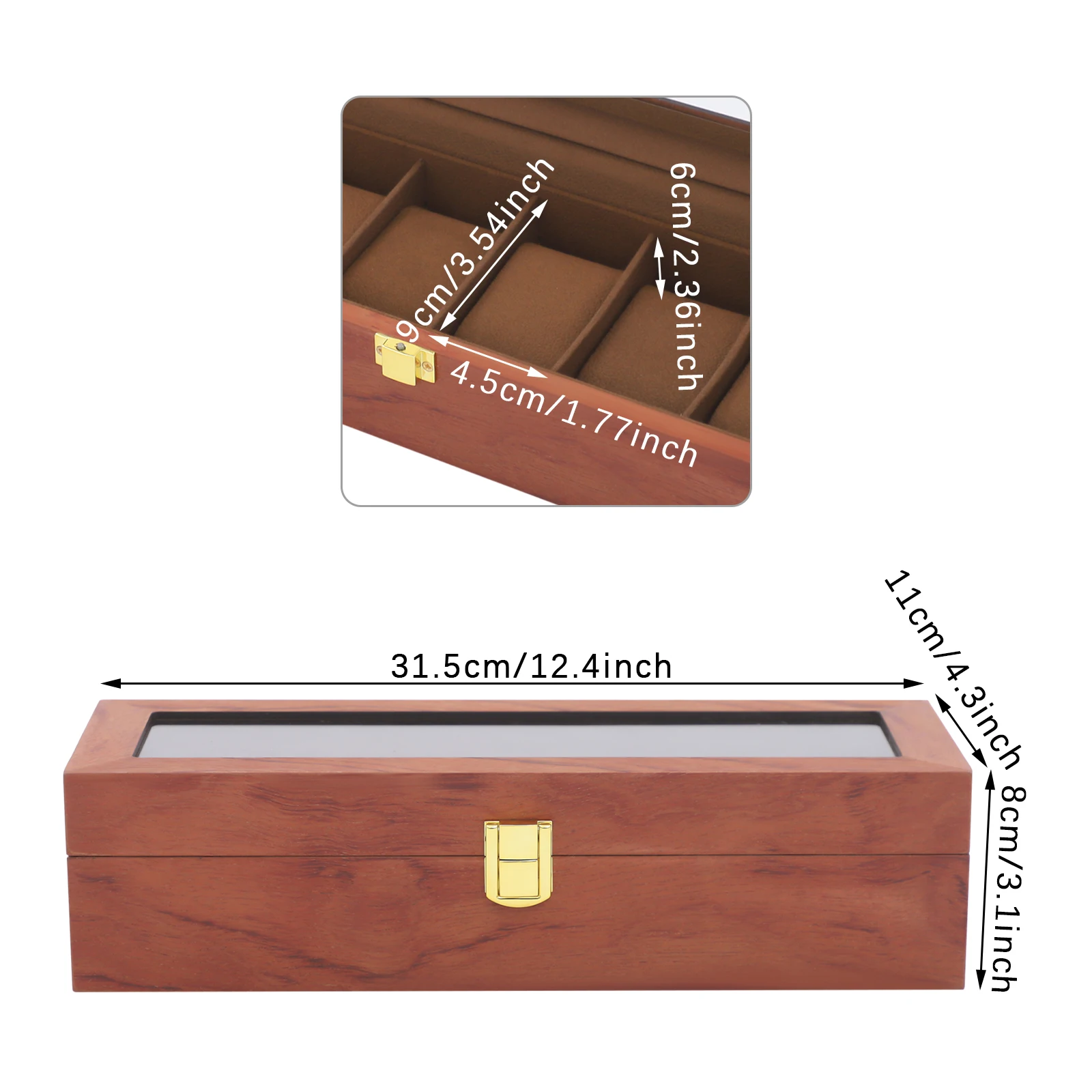 

Коробка для часов с 6 отделениями. Винтажная коробка для хранения часов, браслетов, запонок, сережек и других ювелирных изделий.