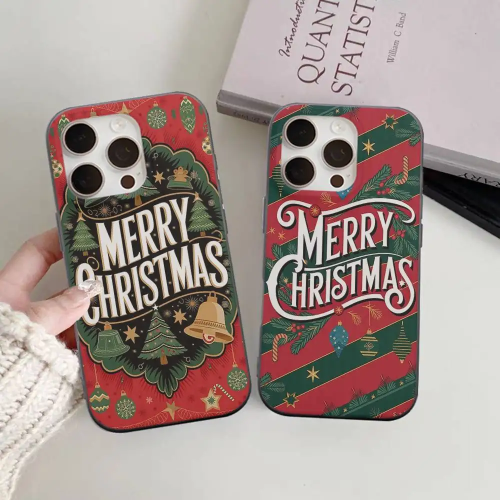 

Merry Christmas Corrugated Pattern For IPhone 17 16 15 14 13 12 11 16 Pro Max Plus Pro Non-slip Phone Cover