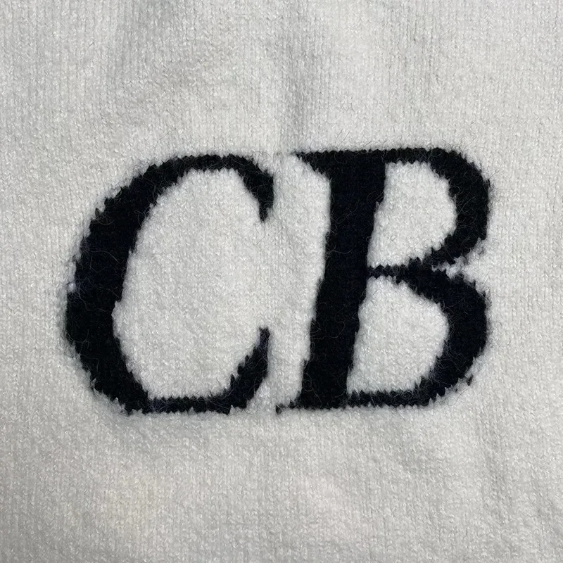 25ss ขนาดใหญ่ CB โลโก้เสื้อกันหนาวคุณภาพสูง Jacquard Crewneck ถัก Pullovers ผ้าฝ้าย Casual ผู้หญิงผู้ชายเสื้อกันหนาว