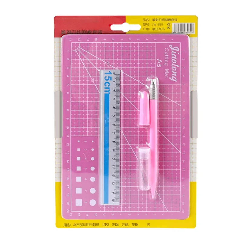 

New 3pcs/Set A5 Cutting Pad Thickness 3mm Paper Cutting Art Carving Plate DIY Cutting Mat Set Scale Pad with Ruler Knifetool