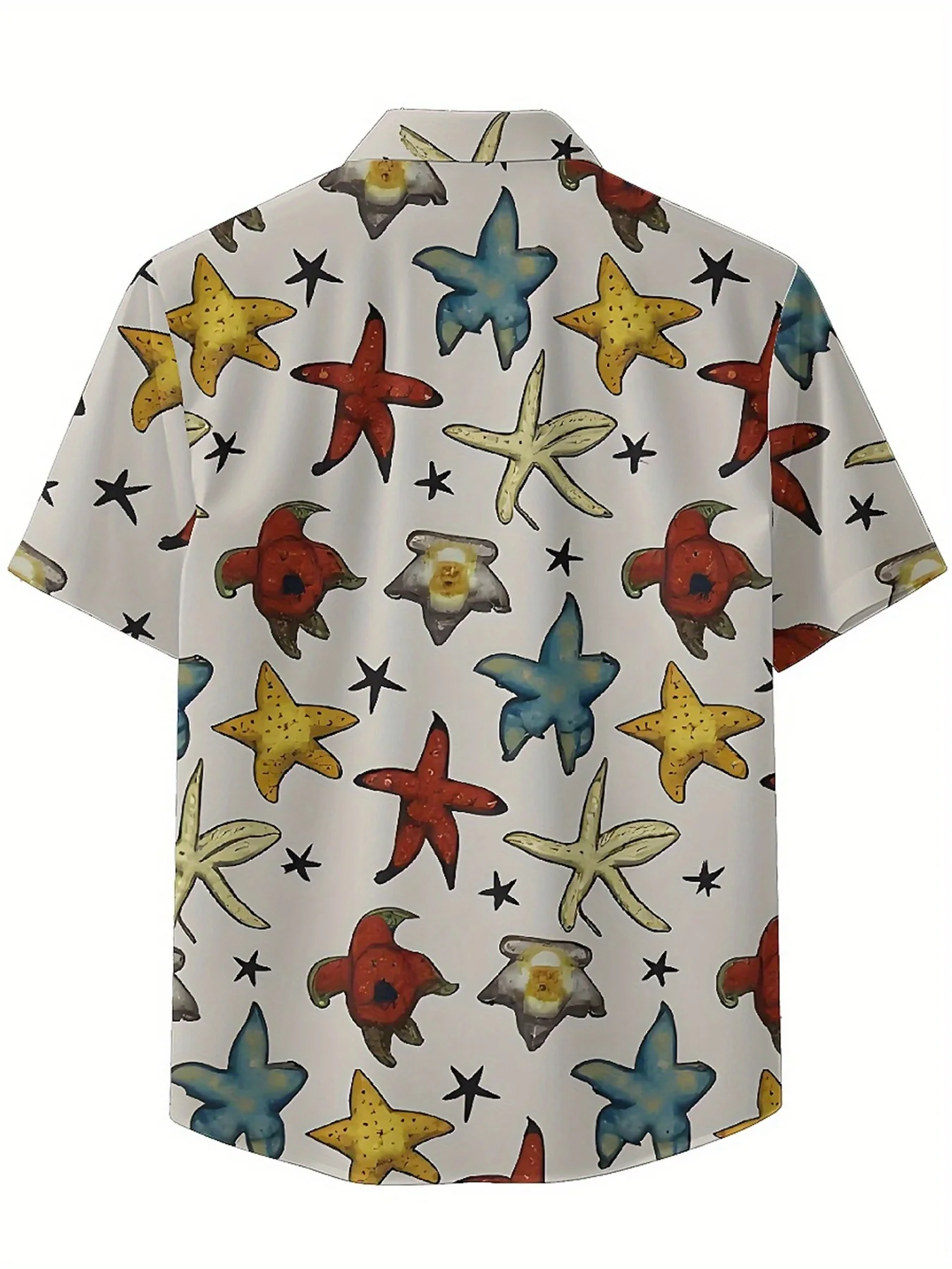 Men's Plus Size Hawaiian Shirts Colorful Starfish and Shells Pattern,Premium Comfort Youth Clothes,Y2K Tops