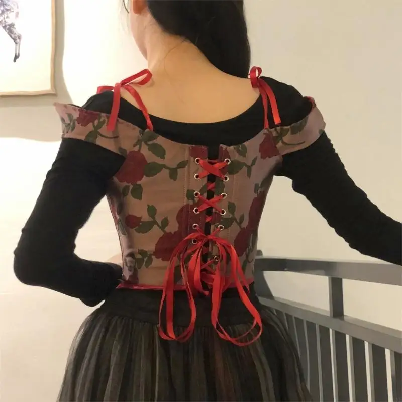 Y3NE Victorian Theme Event Cincher Bustier Fashion Garment Laceup Tied Waist Corset