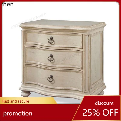 ZML solid wood bedside table bedroom storage cabinet three drawers