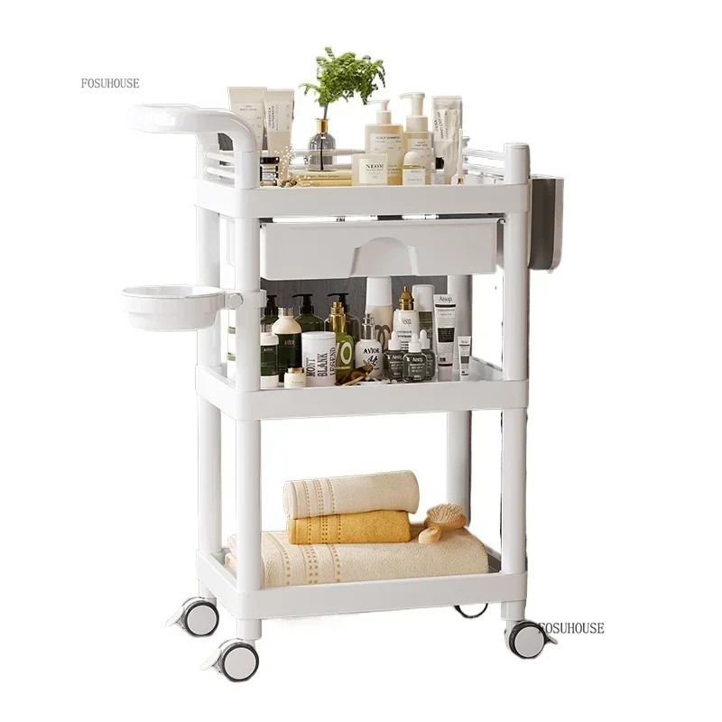 #Modern ABS Professional Salon Trolleys Beauty Salon Special Tool Trolley European Auxiliary Cart with Wheels for Salon