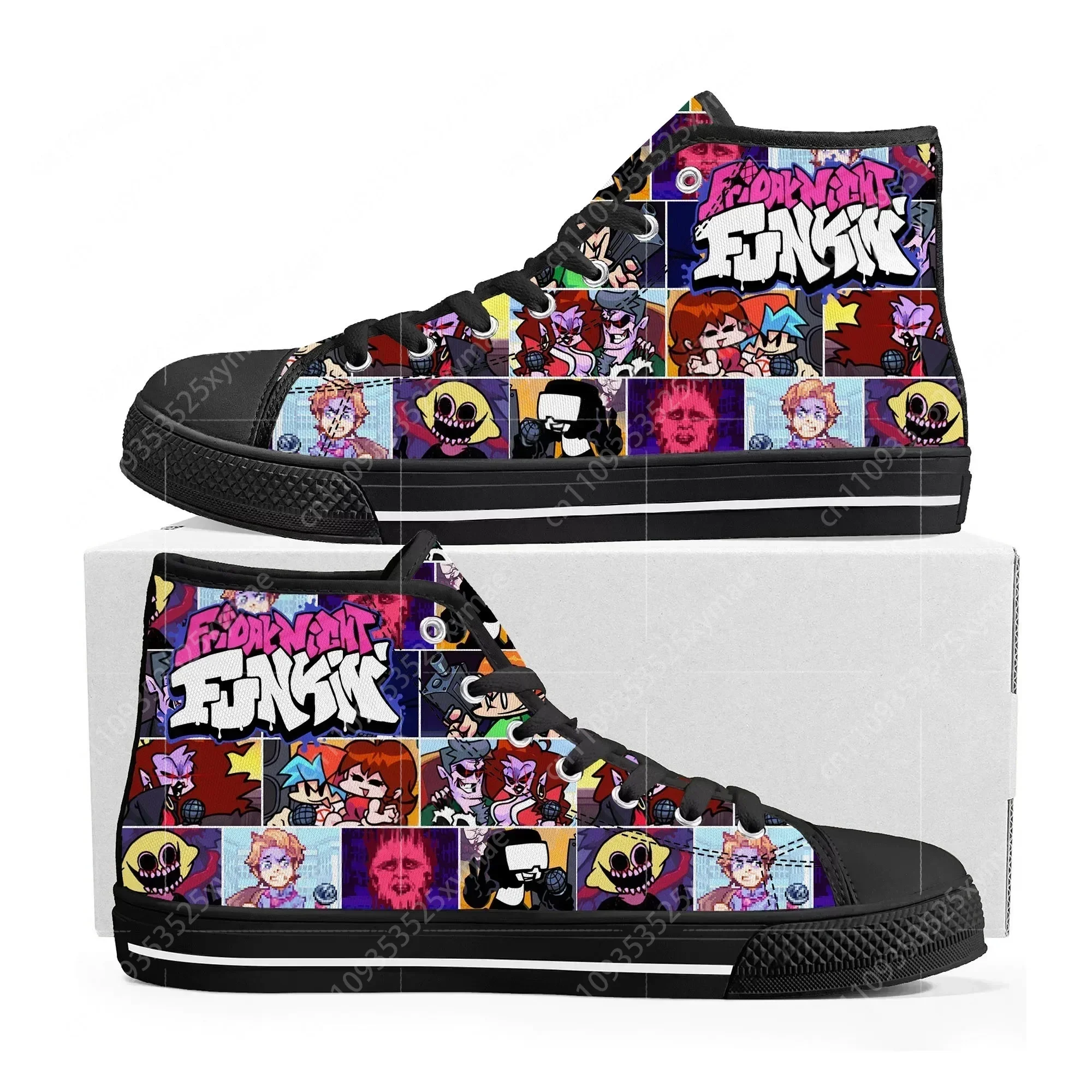 

Кроссовки Funkin Cartoon Night Game Friday High Top для мужчин, женщин и подростков, высококачественные кеды из канваса, индивидуальный дизайн, парная обувь