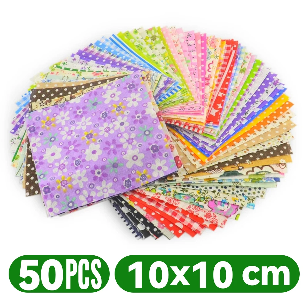 Teramila 100% dünnes Baumwoll gewebe Patchwork für Quilts, zufällige Farbe, kein Wiederholung design Tuch zum Nähen 19-50 teile/beutel 10*10 cm – Detail 8
