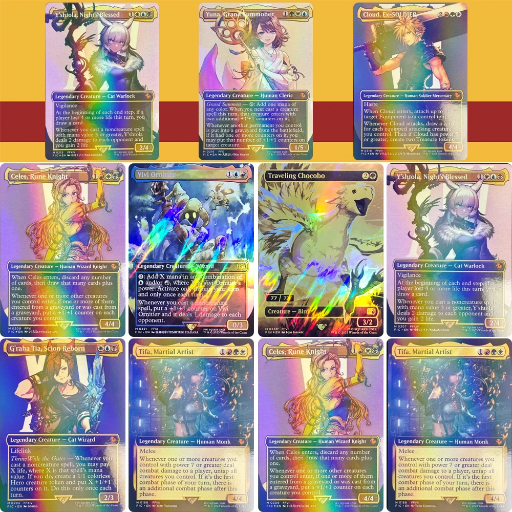 

Аниме-карта Chocobo Commander Celis DIY Домашняя коллекционная карта с бронзовой текстурой Игровые игрушки Рождественский подарок на день рождения