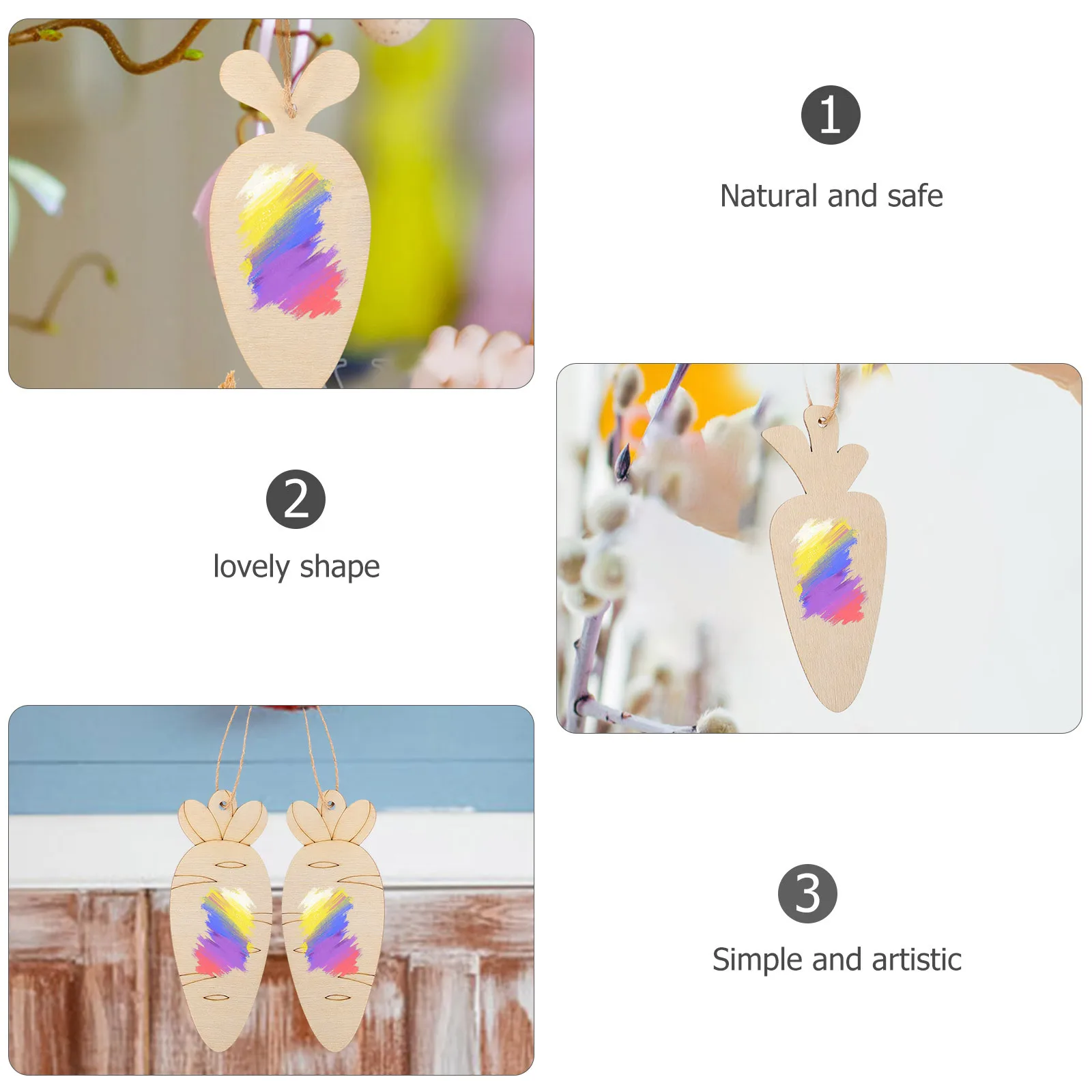 

36Pcs Blank Unfinished Carrot Wood Slices DIY Easter Wooden Cutouts Natural Wood Chips for Painting Carving Home Party Decor