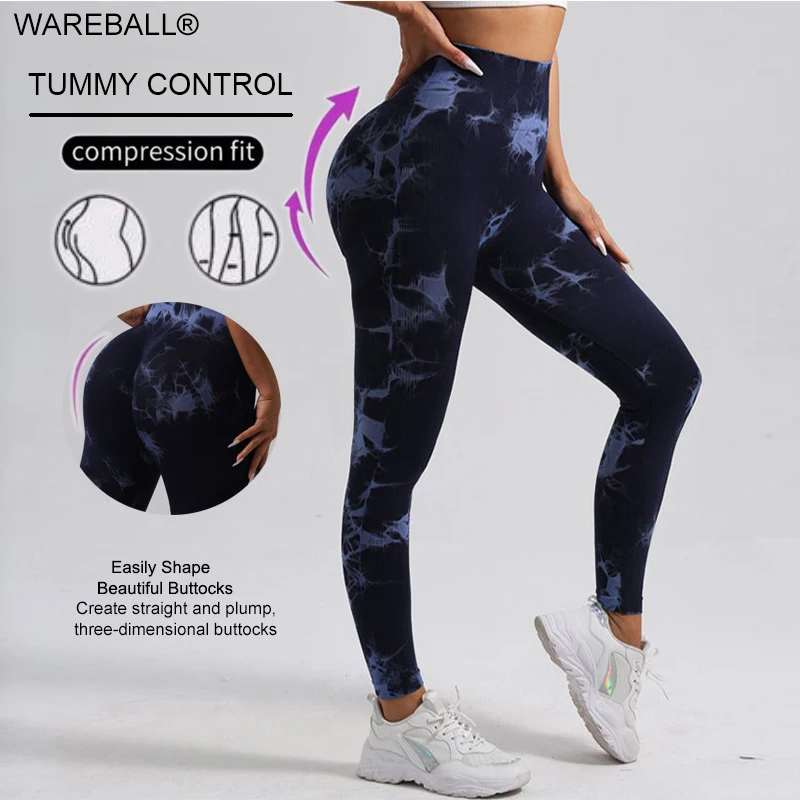 WAREBALL nouvelle mode cravate colorant pantalons de Yoga Leggings de gymnastique femmes sans couture taille haute Push Up Sport collants Fitness entraînement Leggins