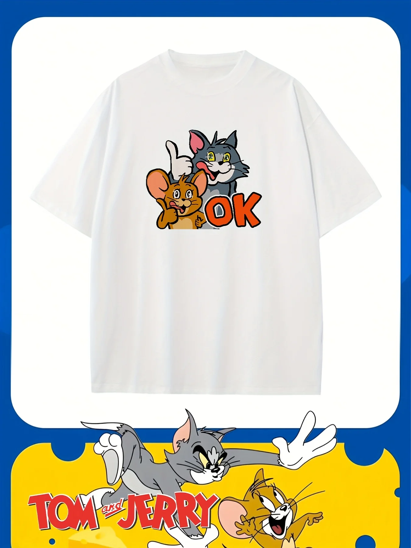 

Tom and Jerry Graphic Printing Summer Autumn Winter Cotton Men's and Women's T-shirts Short Sleeves Luxury Outdoor Sports Brand