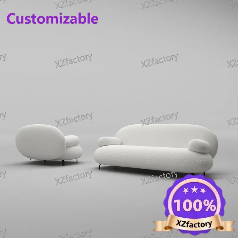 Factory Direct 2026 Top Rated Nordic Fabric Lamb Fleece Internet celebrity Cream Sofa Living Room