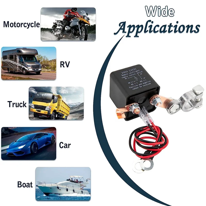 

Remote Battery Disconnect Switch, Remote Switch For Truck Car Switch Anti Theft, 24V 200A Remote Control Battery Switch-AS55