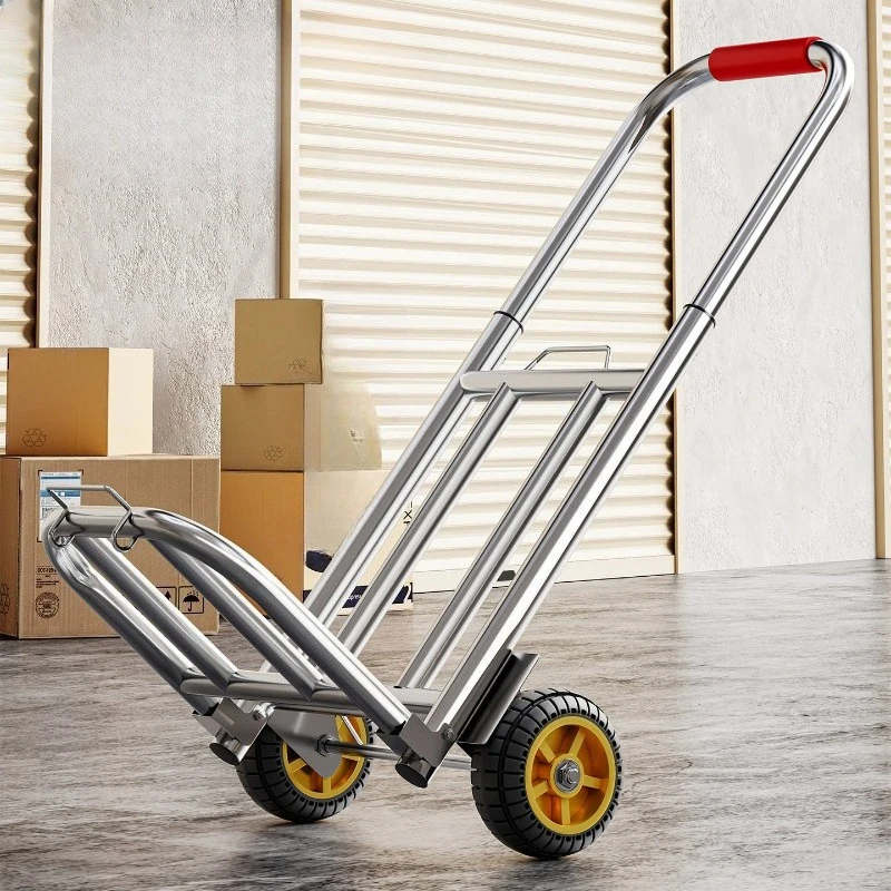 Foldable Stair Climbing Shopping Cart, Heavy Duty Grocery Trolley, Senior Portable Pull Wagon, Quiet Wheel Hand Truck for Home