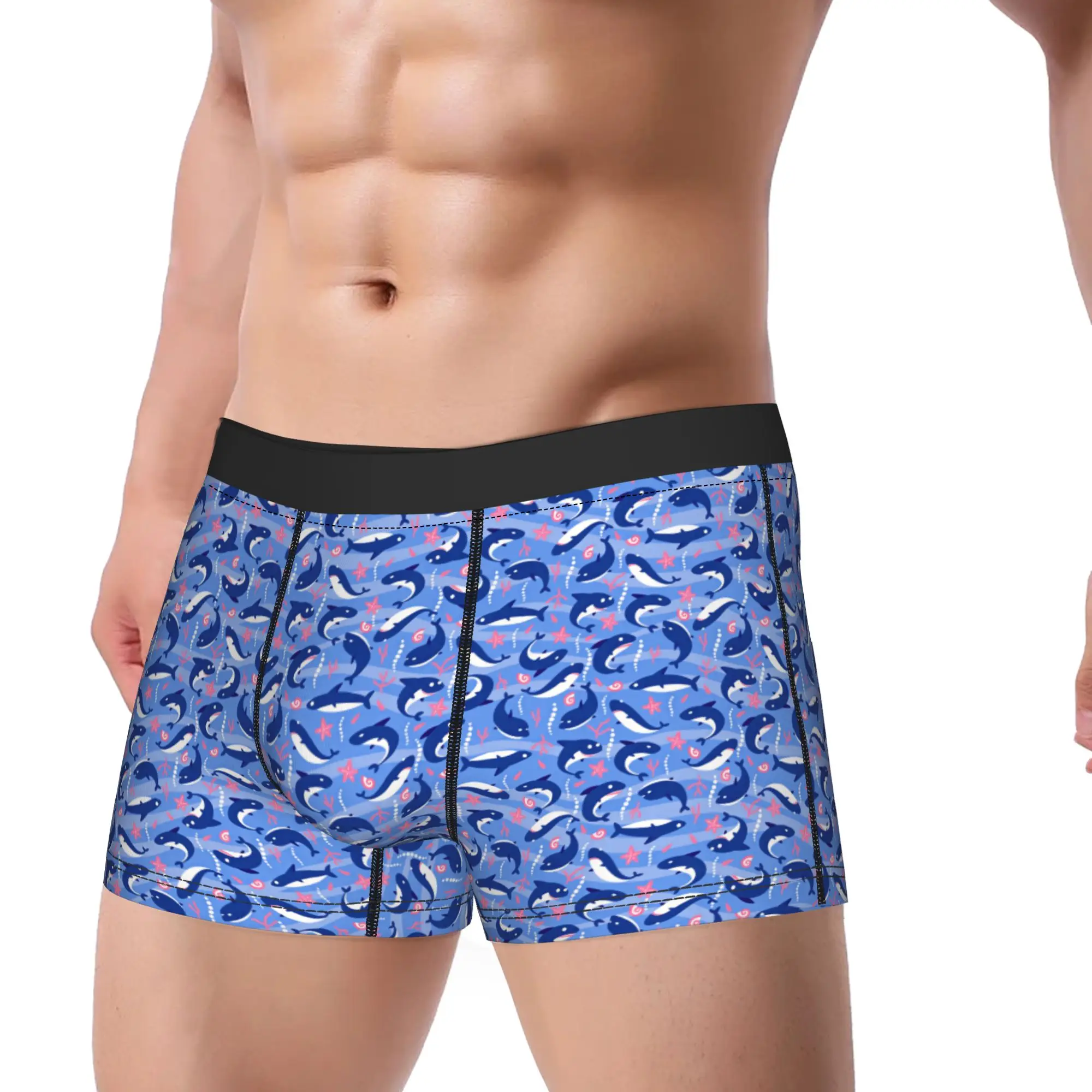 Seamless pattern with cute sharks Underwear  Men Panties Customs Comfortable Boxer Shorts Quality Boxer Brief Plus Size