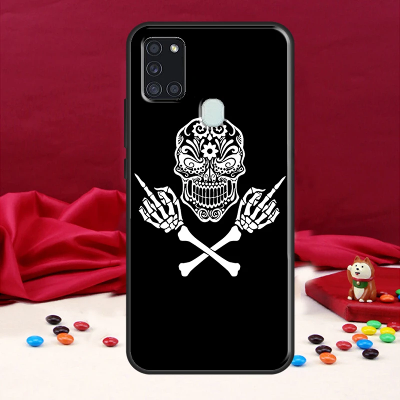 Middle Finger Skeleton Skull Bone For Samsung Galaxy A34 A54 A14 A52 A32 A22 A12 A13 A53 A11 A51 A71 A50 Phone Case