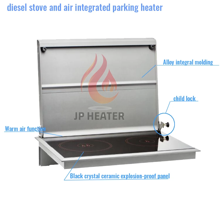 JP Walllas diesel Stove Cooktop diesel 12V Double burner and air Heater for Truck RV CE Certificate Support bluetooth Control
