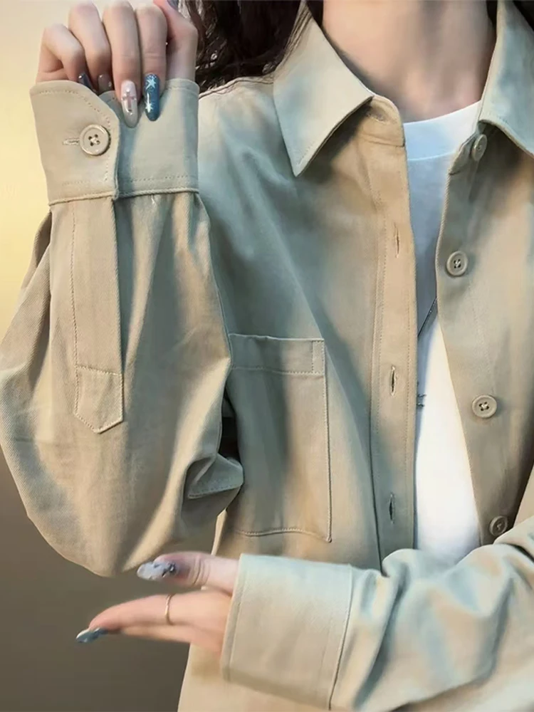 

Мужская хлопковая рубашка цвета хаки с длинным рукавом, весенняя, из чистого хлопка, для комфортного ношения, Cleanfit Jaet