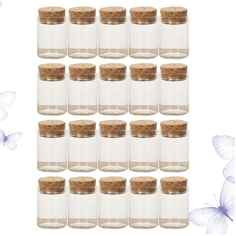 

25pcs Glass Bottles 3X4Cm With Wooden Cork Transparent Mini For Diy Wish Jar Tea Subpacking Supplies Glass Wish Bottle Mini