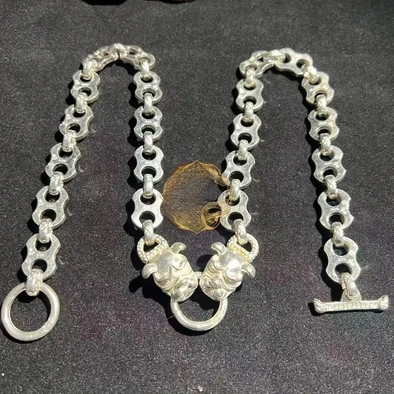 Handmade Miao & Tibetan Silver Necklace, 60cm Chain, Noble Jewelry Gift for Men Women Couples