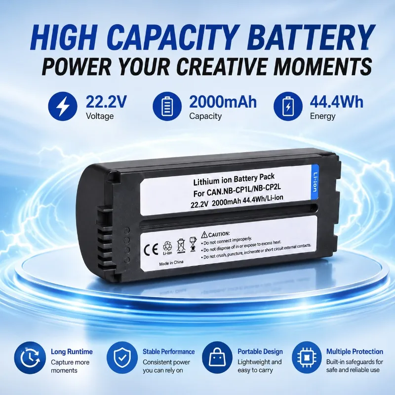 2000mAh Battery with Long-lasting Endurance Suitable for Canon Photo Printer SELPHY CP1200 CP1500 CP1300 Digital Battery