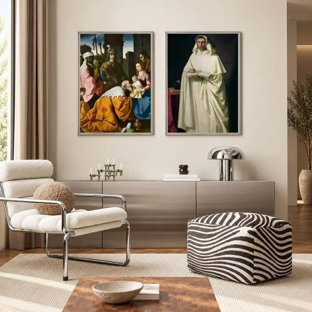 Spanish Baroque Artist Francisco de Zurbaran Poster Self‑Adhesive Waterproof PP Poster Wall Art Home Decor