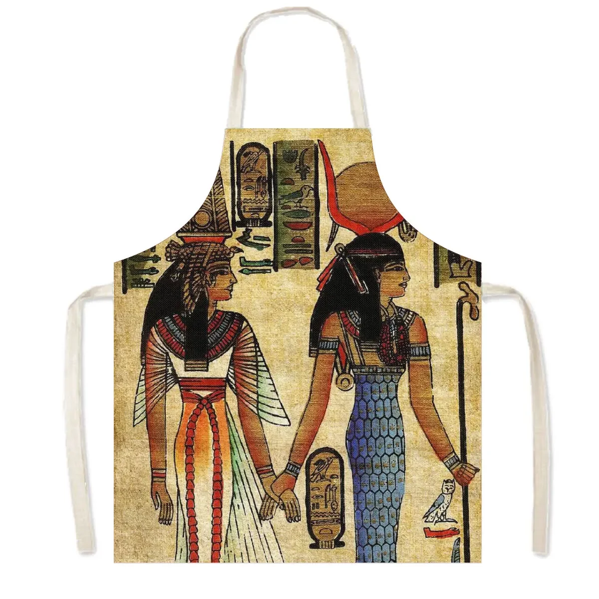 Egyptian Classical Art Cooking Sleeveless Aprons Pharaoh Anubis Kids Bib Women Baking Apron Household Cleaning Tools Chef Apron