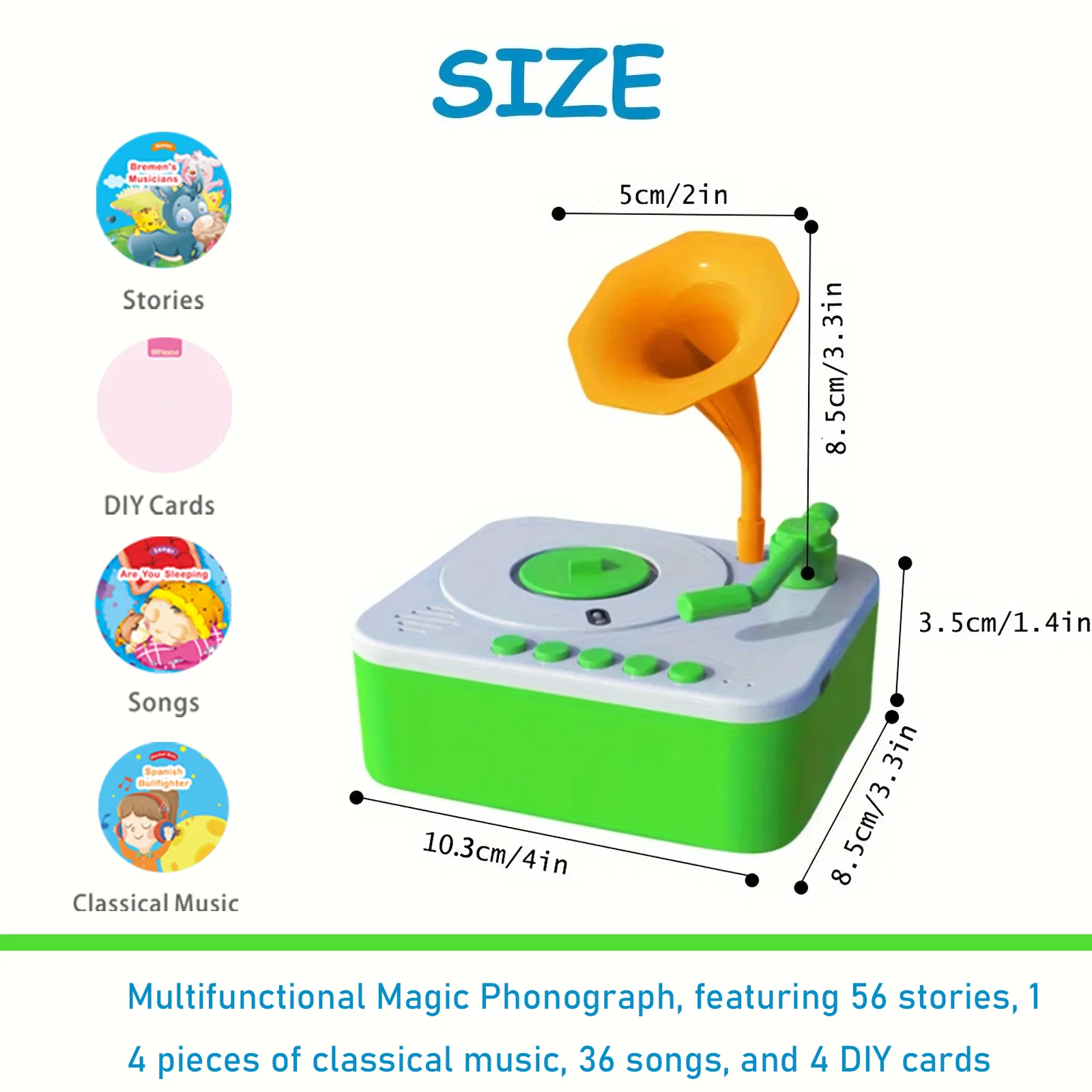 Kids Phonograph Phonograph for Kids Toddler Record Player Children's Storyteller Sleeping Music Box Gift for Boys Girls Green