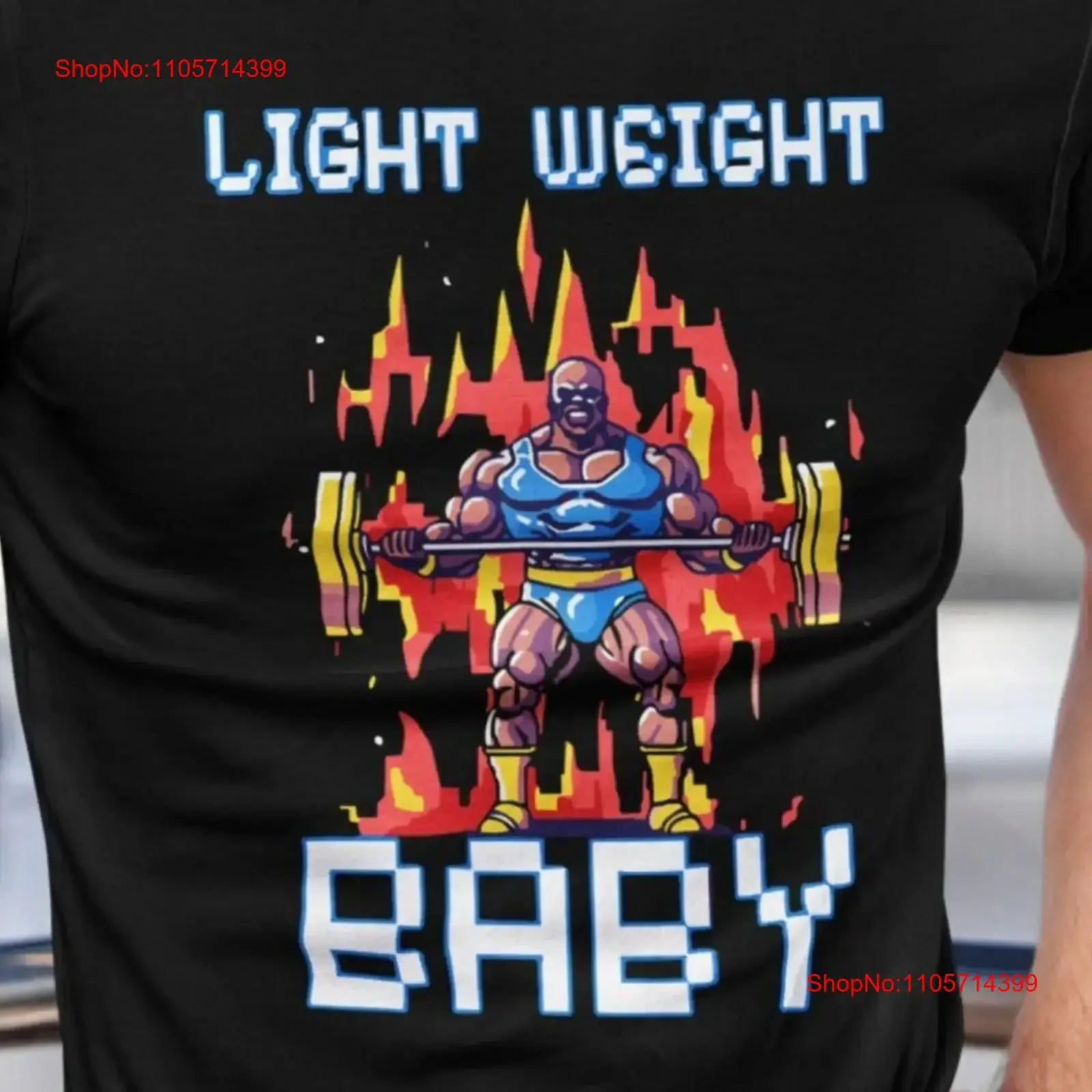Light Weight Baby Retro Pixel Bodybuilding Workout Gym T Shirt for Weightlifting Fitness Training Motivation Lifting vintage