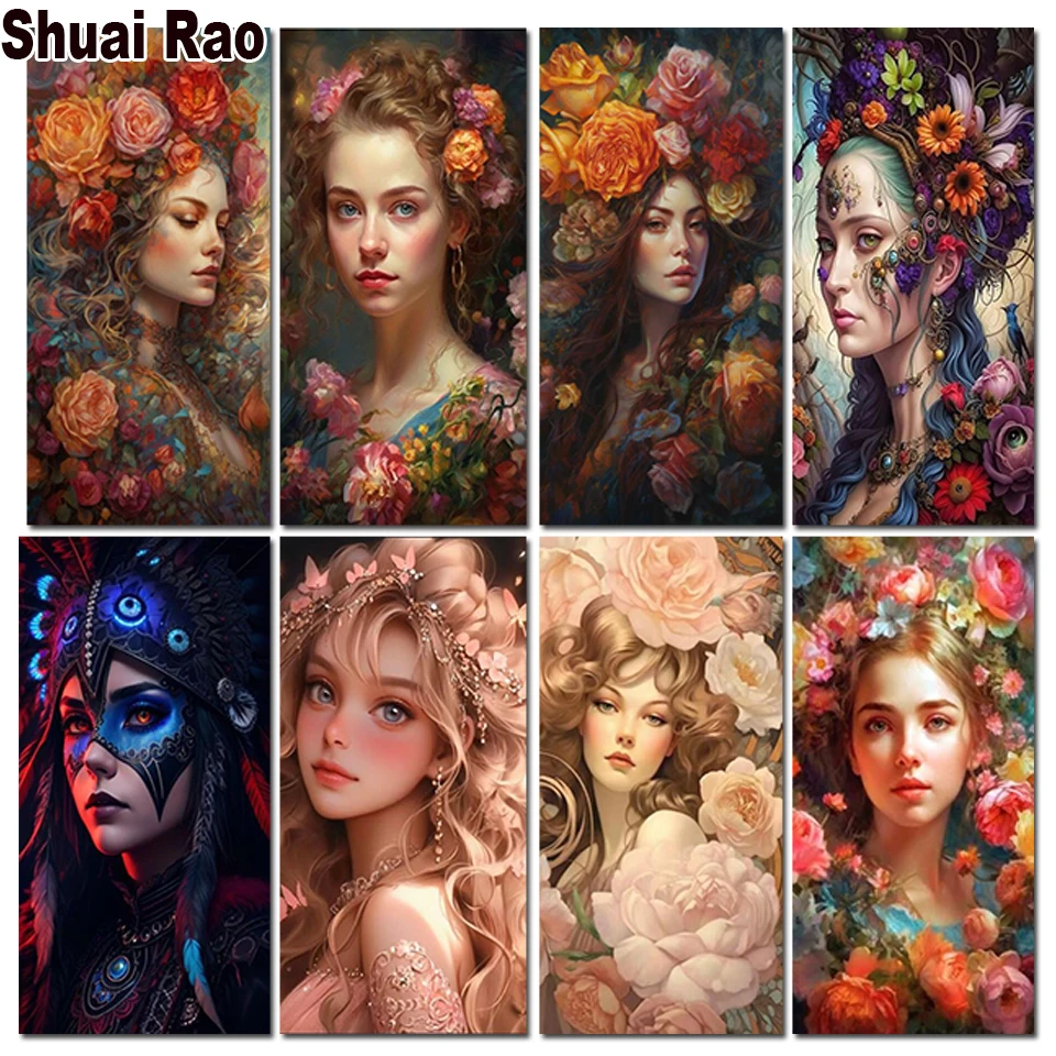 Large Woman Flowers Fairy DIY Full Diamond Painting New Arrival Cross Stitch Diamonds Mosaic Embroidery Goddess Pictures Gift