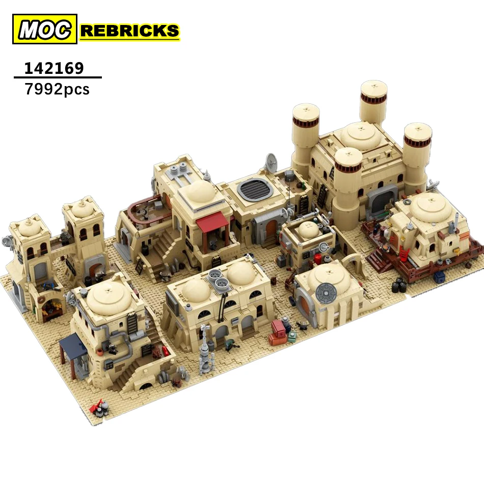 우주 영화 사막 도시 건축 (파트 1 및 2) 빌딩 블록, DIY 모델 하우스 MOC-142169 컬렉션, 전문가 브릭 장난감 선물