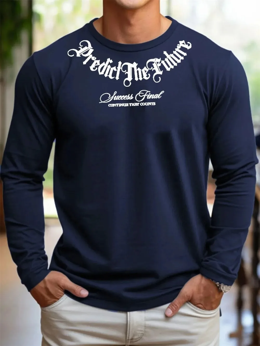 تي شيرت رجالي جديد بأكمام طويلة لربيع وخريف 2025 يتميز بأزياء الشارع والراحة مع طباعة حروف ثلاثية الأبعاد #4