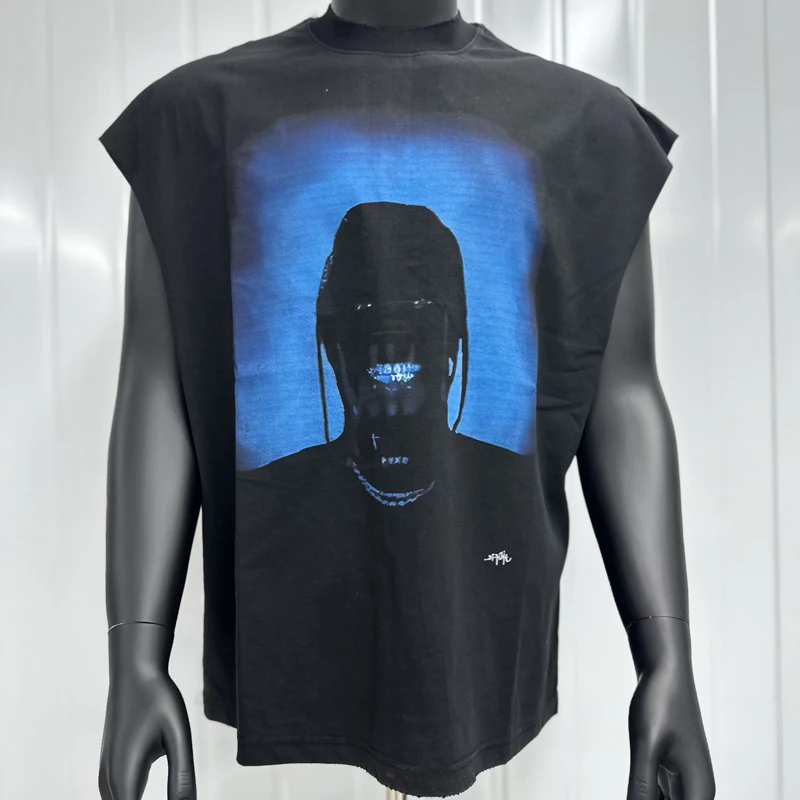 Summer New Round Neck Cactus Jack T-shirt Stylish Versatile Men Women Loose Casual Printed Sleeveless Tops