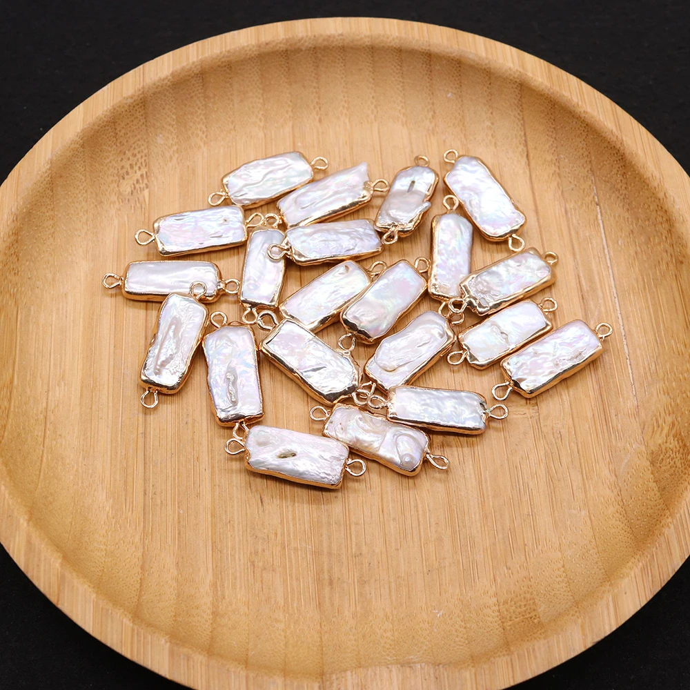 

Natural Freshwater Pearl Pendant Rectangular Talisman Connector for Jewelry Making DIY Handmade Accessory Making Necklaces